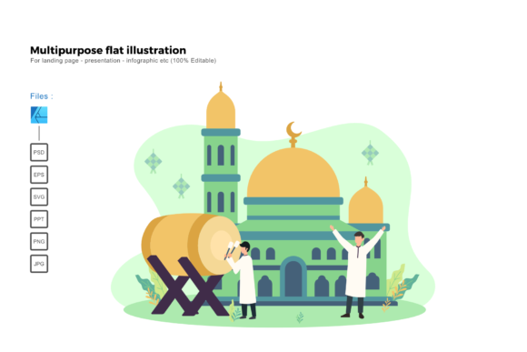 Flat Illustration Ied Mubarak 2020: A Versatile Graphic for Creative Projects
