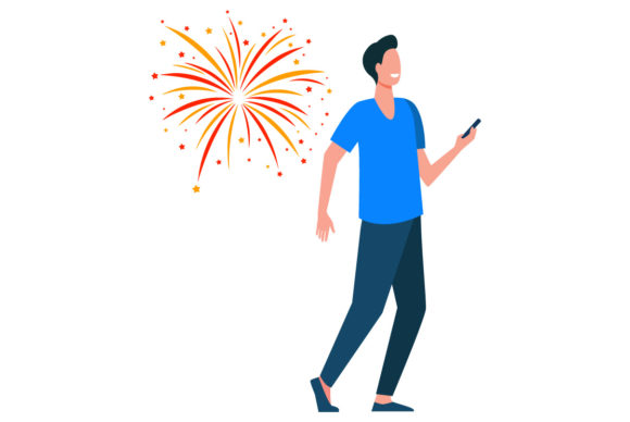 Flat Illustration New Year-03: A Graphic Design Asset for Modern Content Creators