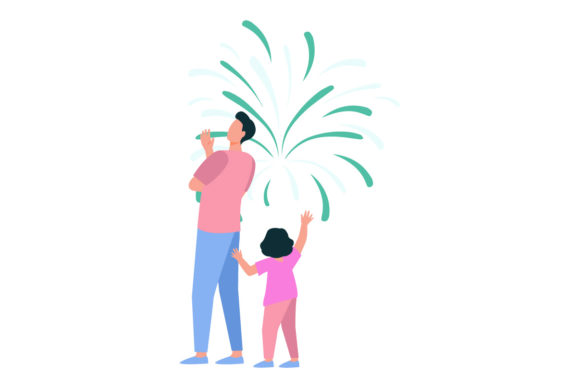 Flat Illustration New Year-05: A Versatile Graphic Design Asset for Content Creators