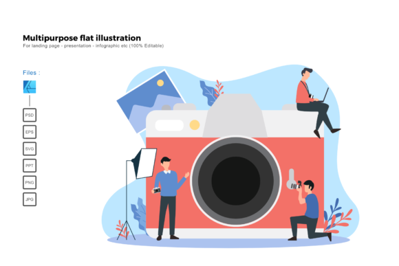 Flat Illustration Photographer: A Modern Graphic Design Asset for Print Templates