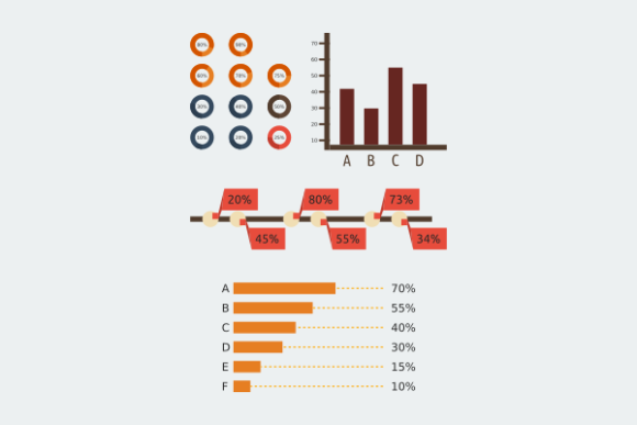 Flat Style Percentage Level Infographic for Graphics and Infographics