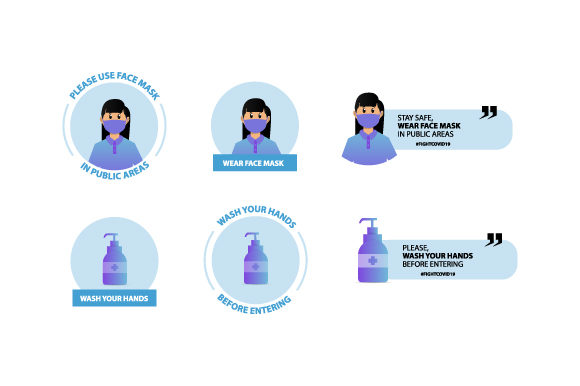 Wear Face Mask and Wash Your Hand Graphics for Infographics