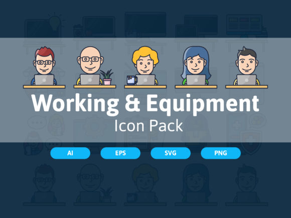 Working Equipment Icon Pack: A Versatile Graphic Design Asset for Modern Branding